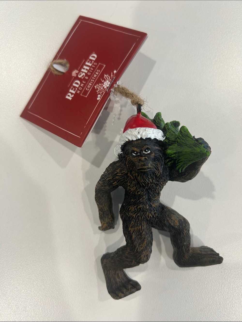 Red Shed Homes Santa Sasquatch Ornament in Brown and Red